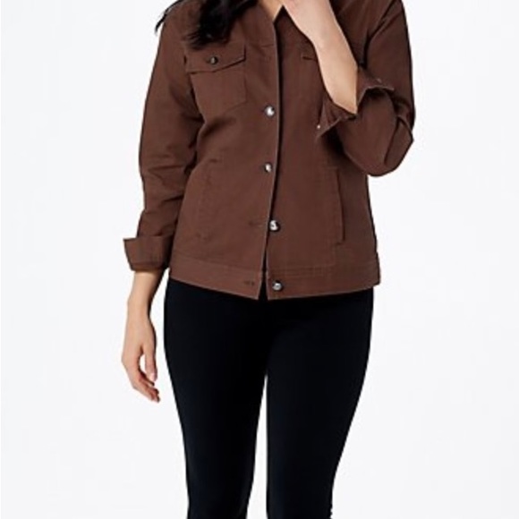 Denim & Co Black Stretch Denim Jacket NWOT SZ XXS - Picture 3 of 3